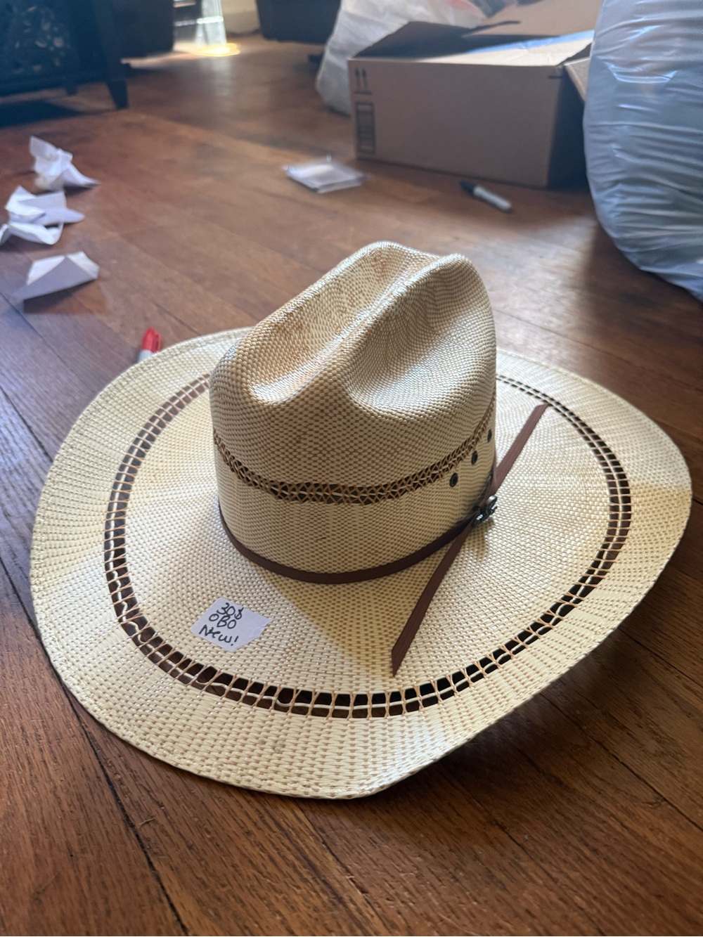 Ariat Straw Western Hat with Brown Band